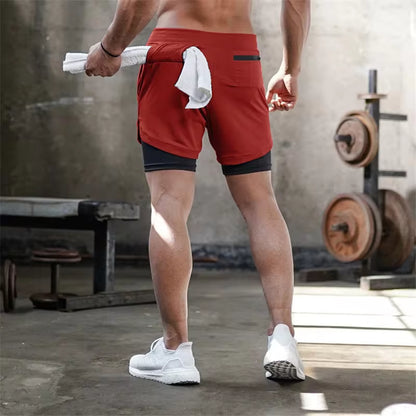 Men's 2-in-1 Quick-Dry Running Shorts for Gym and Outdoor Fitness Activities