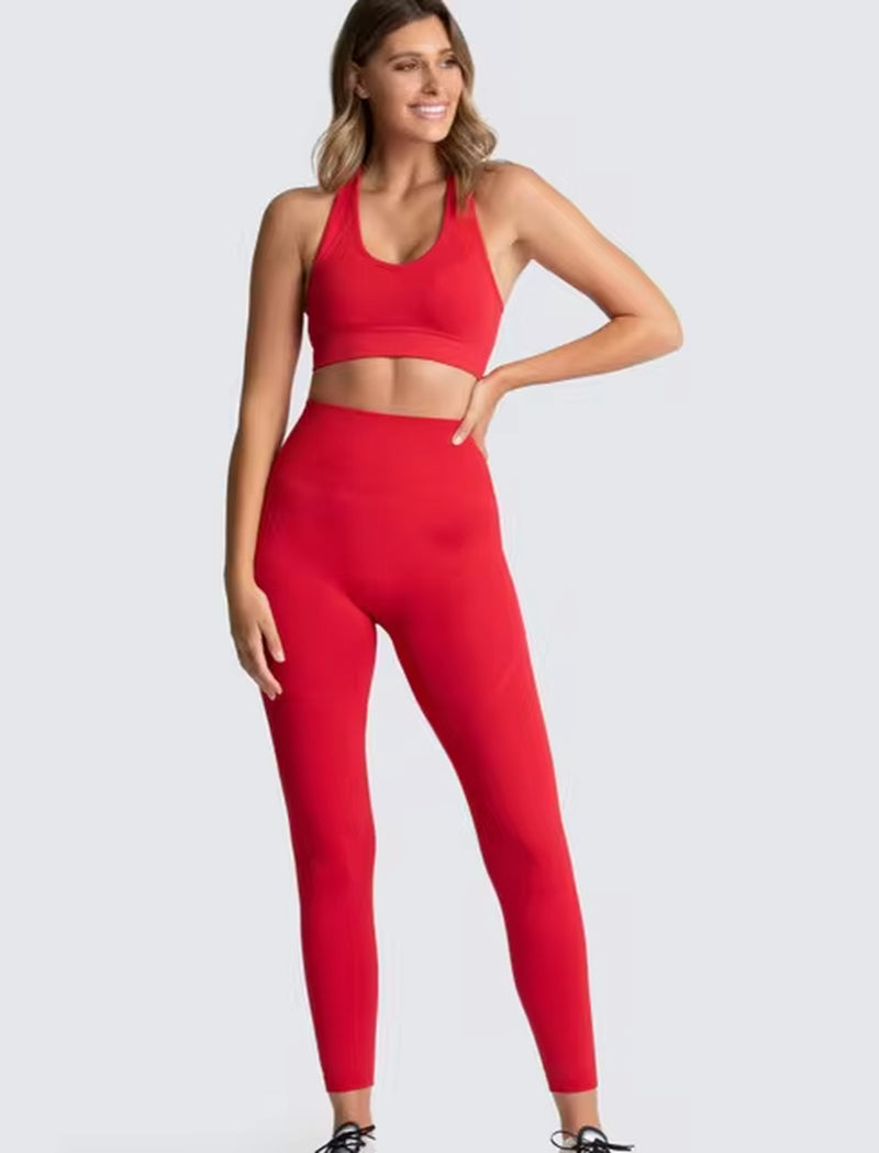 Seamless Hyperflex Women's Workout Set: Long Sleeve Crop Top and High Waist Leggings