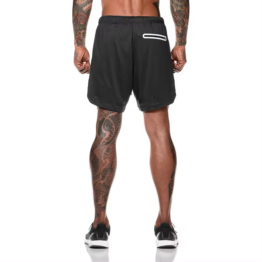 Men's 2-in-1 Quick-Dry Running Shorts for Gym and Outdoor Fitness Activities