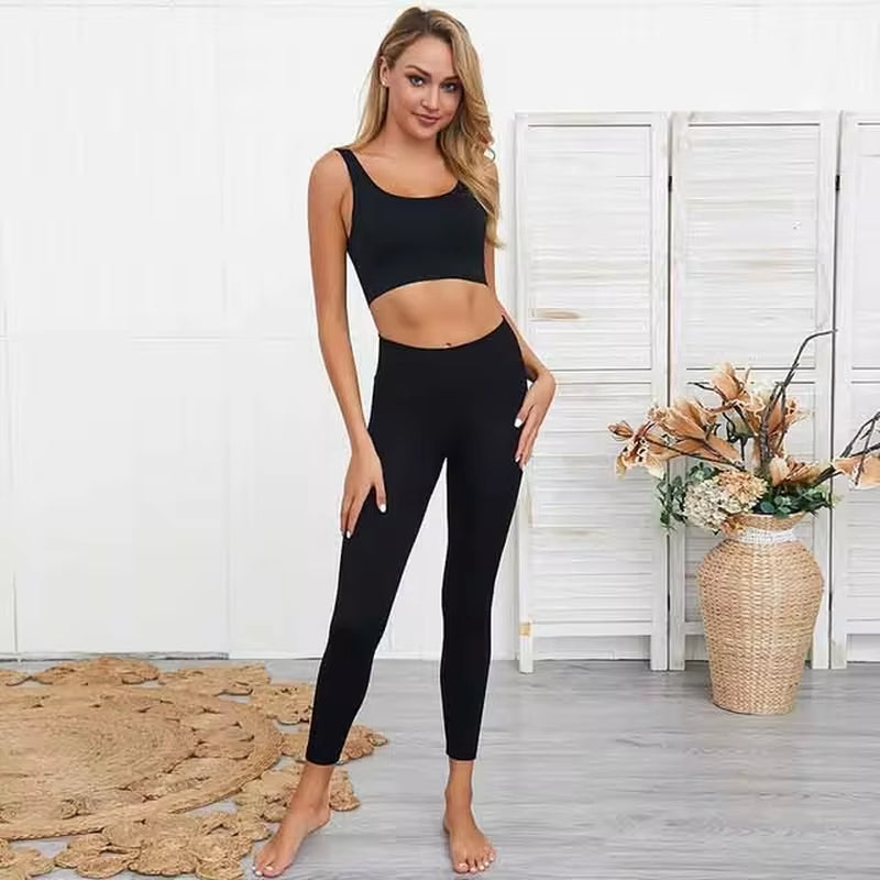 Seamless Hyperflex Women's Workout Set: Long Sleeve Crop Top and High Waist Leggings