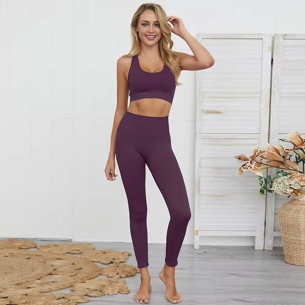 Seamless Hyperflex Women's Workout Set: Long Sleeve Crop Top and High Waist Leggings