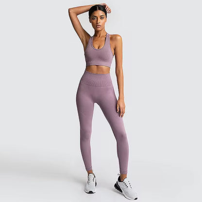 Seamless Hyperflex Women's Workout Set: Long Sleeve Crop Top and High Waist Leggings